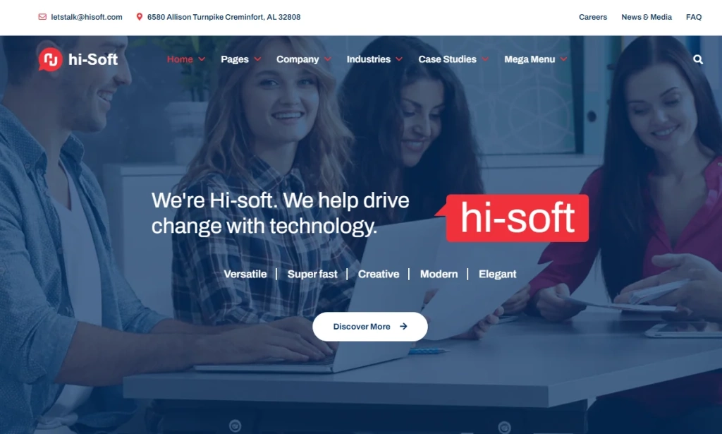 screenshot of Hi-soft- IT solutions and services company HTML 5 Template
