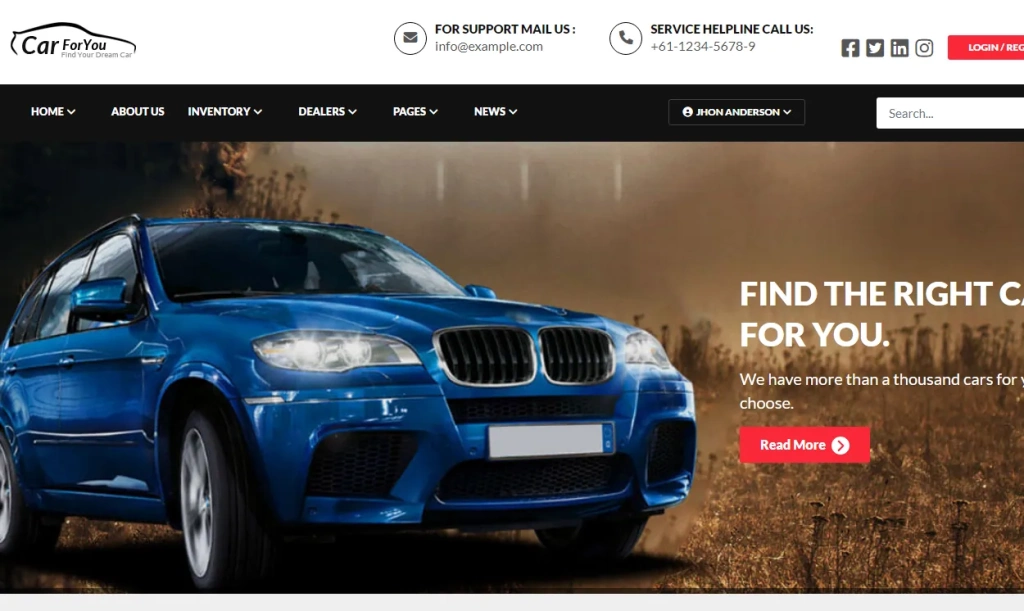screenshot of car for you html5 website template
