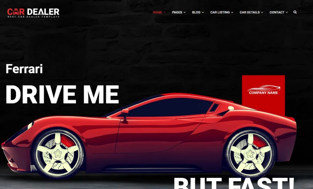 screenshot of car dealer html5 website template