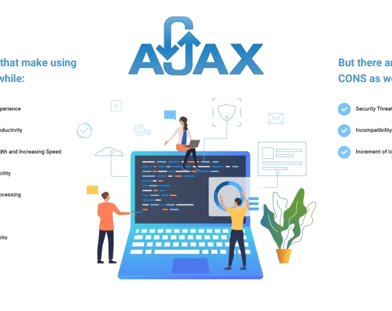 infographic of pros and cons of ajax with elements